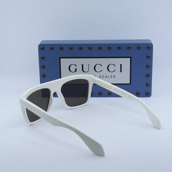 Final Price! Gucci GG1570S 003 Matte White/Brown Sunglasses - Picture 5 of 11